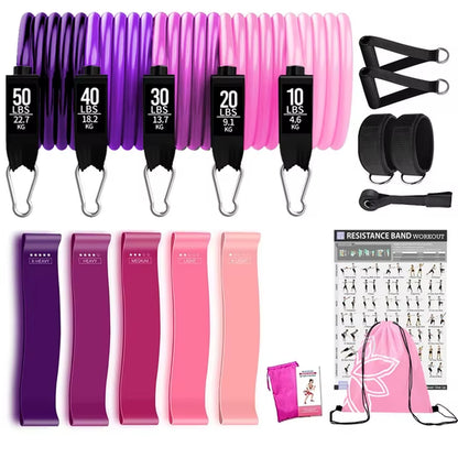 360Lbs Fitness Exercises Resistance Bands Set Elastic Tubes Pull Rope Yoga Band Training Workout Equipment for Home Gym Weight