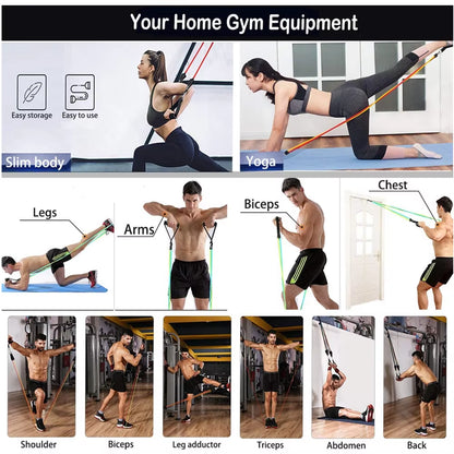 360Lbs Fitness Exercises Resistance Bands Set Elastic Tubes Pull Rope Yoga Band Training Workout Equipment for Home Gym Weight